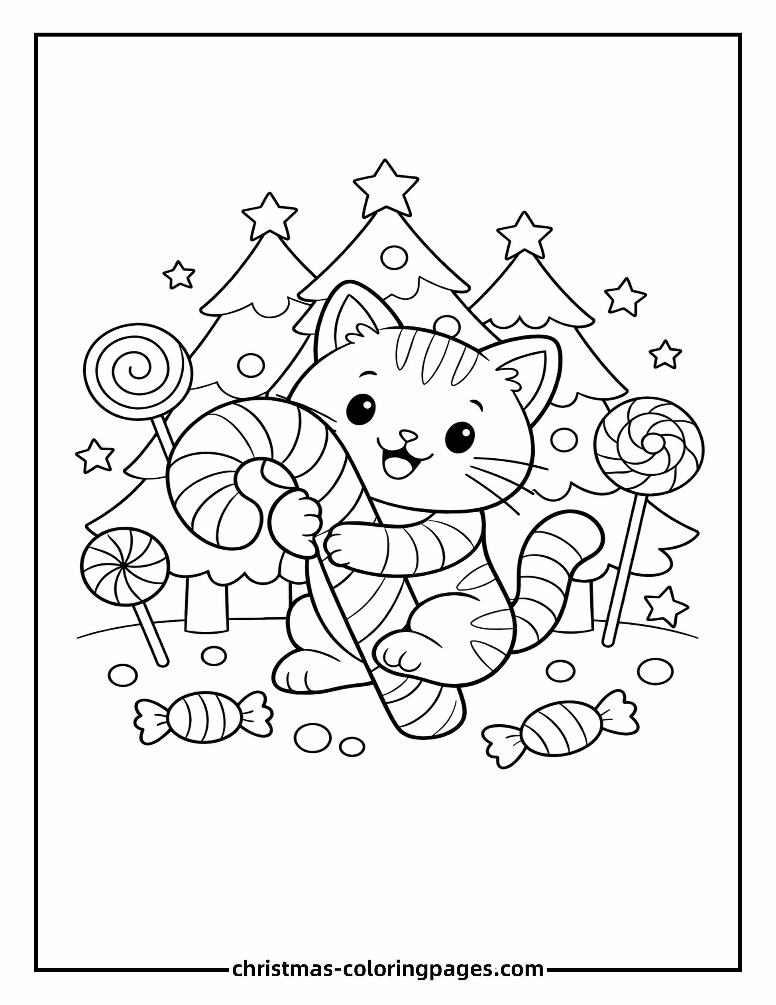 40 Christmas Cat Coloring Pages (Free PDF Printables)