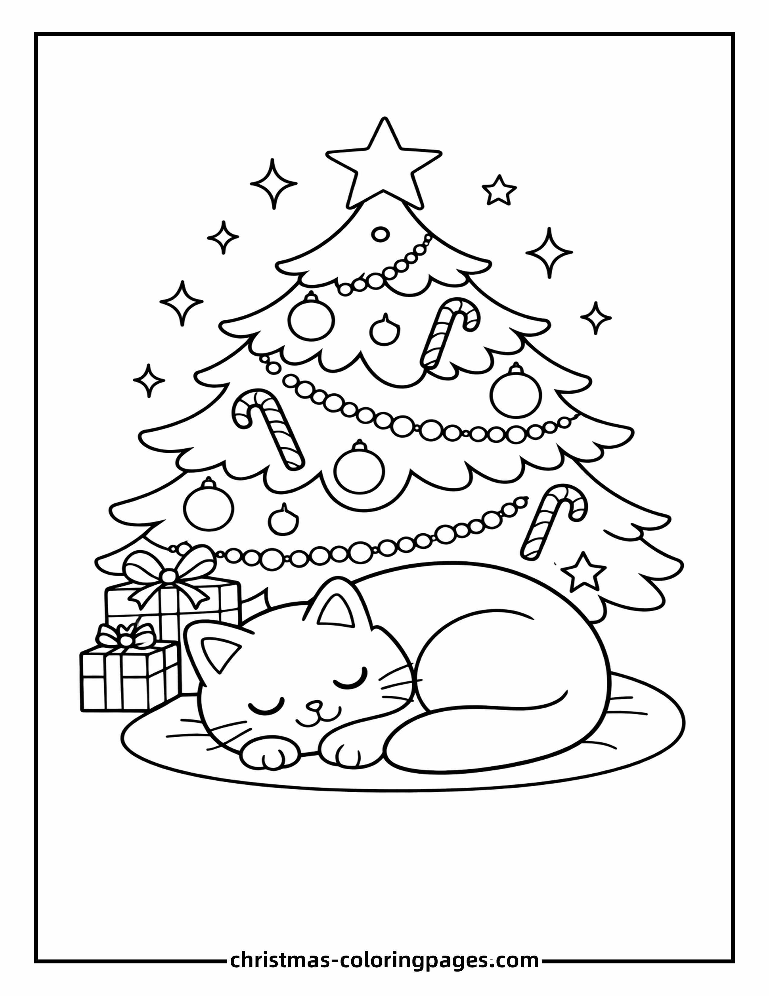 40 Christmas Cat Coloring Pages (Free PDF Printables)
